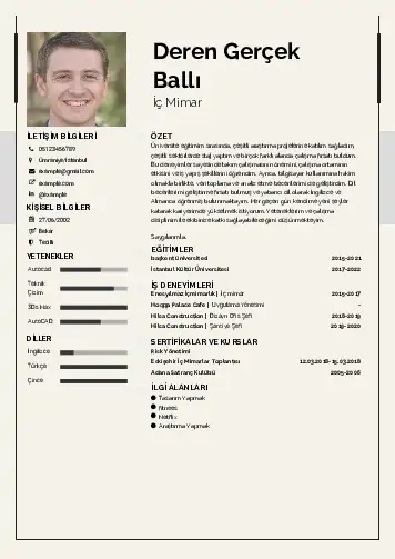 İç Mimar Cv Örnekleri cv indir